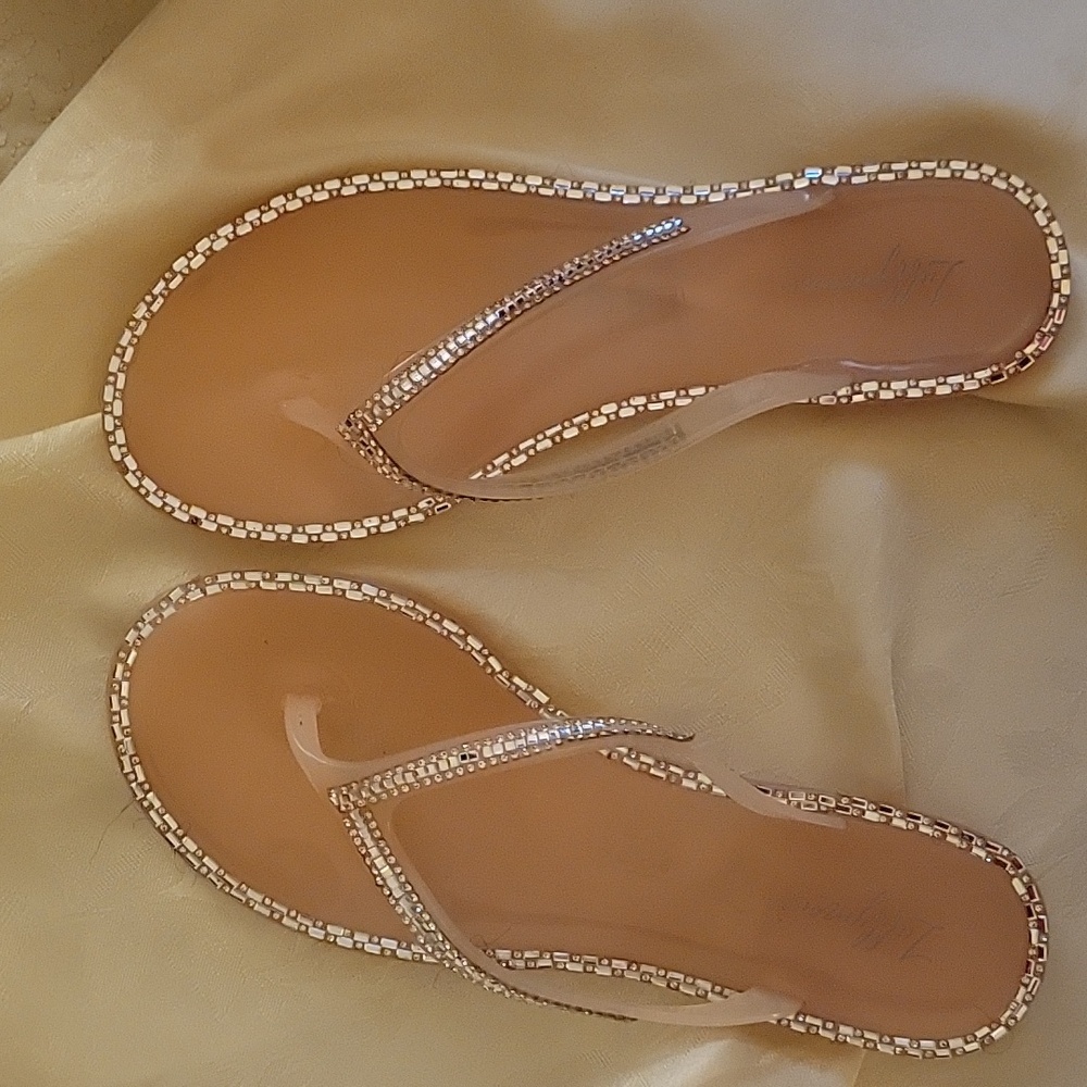 Chic Tan Rhinestone Sandals